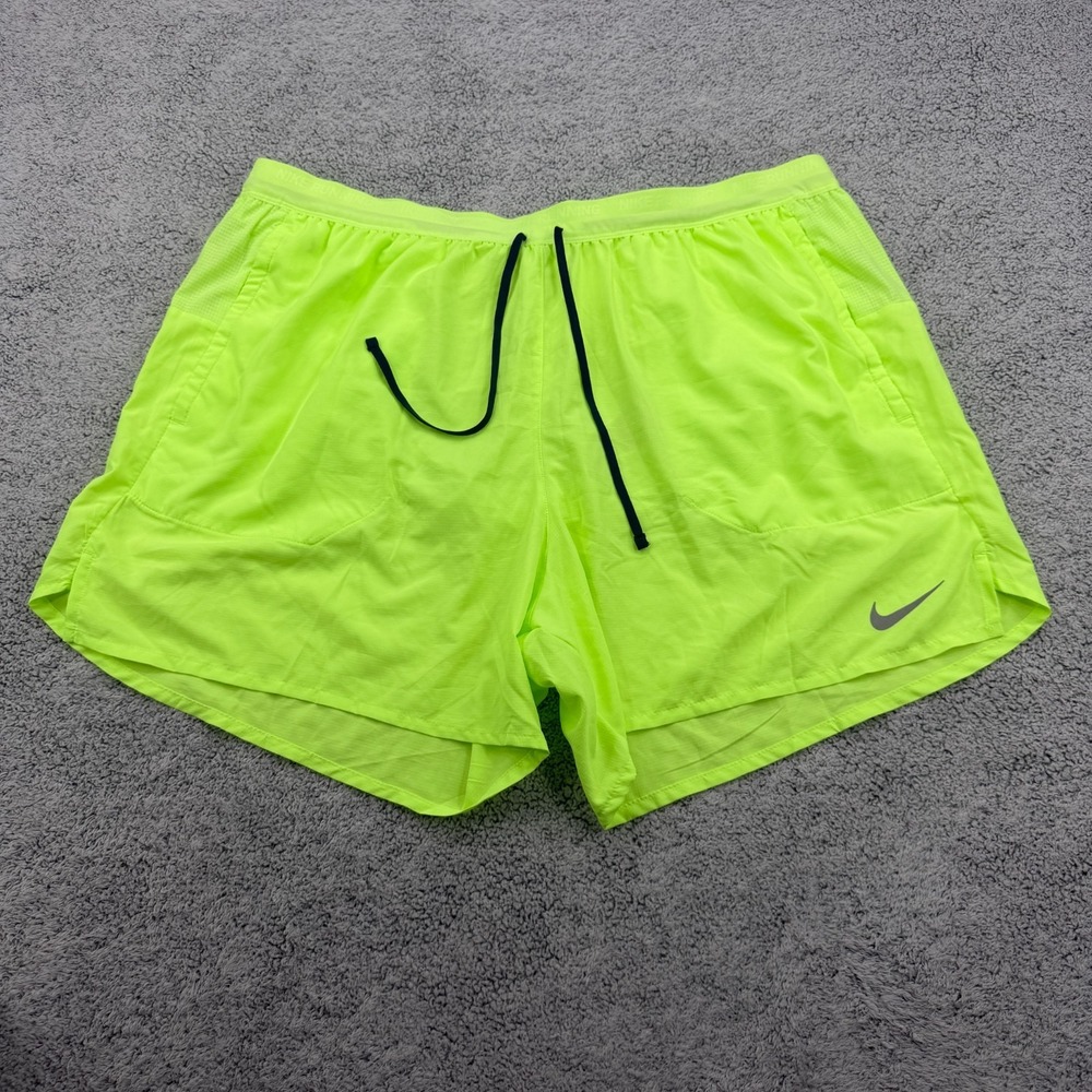 Nike Running Shorts Mens XXL Neon Green Drawstring Brief Lined Swoosh DM4755-358